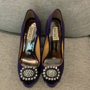 Badgley Mischka Satin Royal Purple Heels